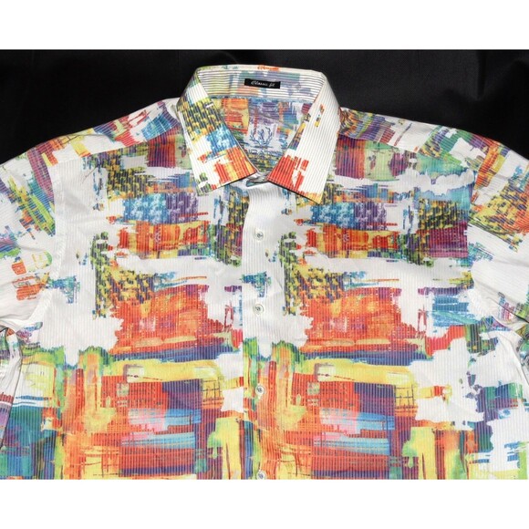 Bugatchi Uomo Classic Fit Men’s Long Button Sleeve Dress Textured Shirt Size XL - Picture 5 of 11